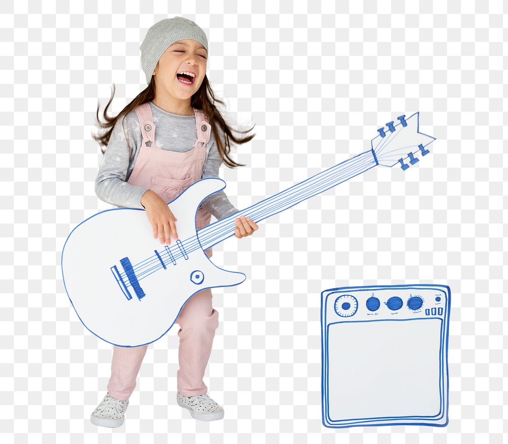 Girl playing guitar png sticker, transparent background