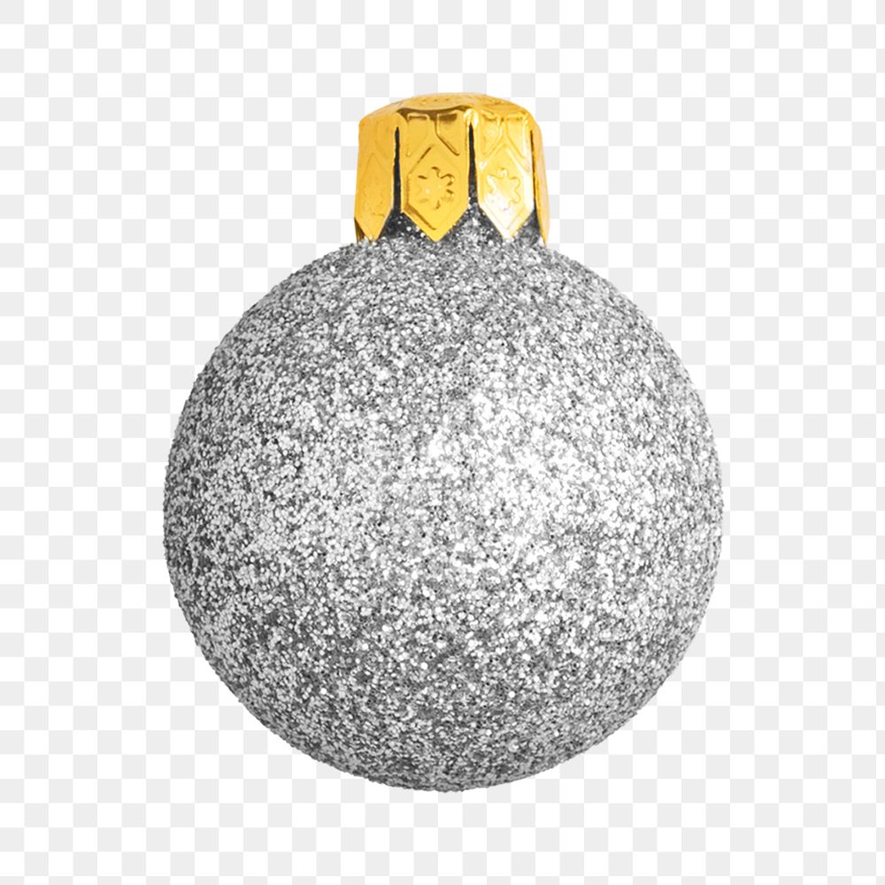 Silver Christmas bauble png decoration sticker, transparent background