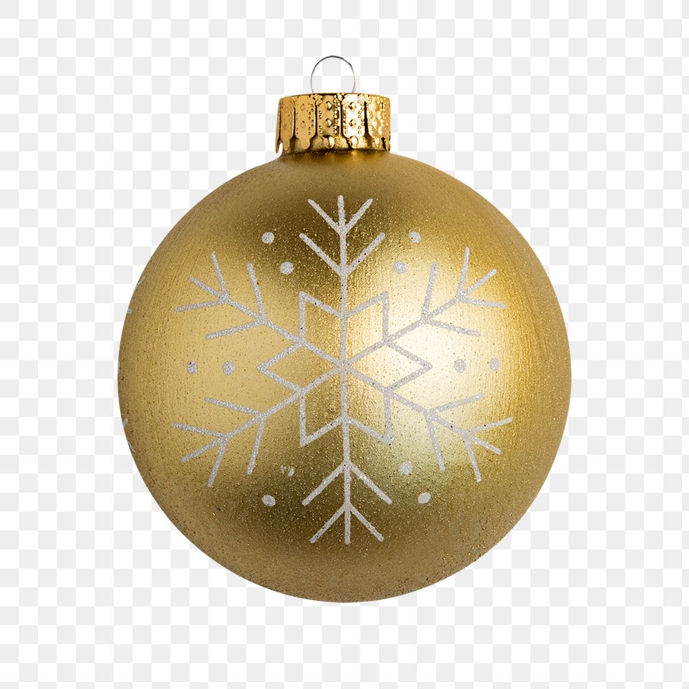 Gold Christmas bauble png decoration sticker, transparent background
