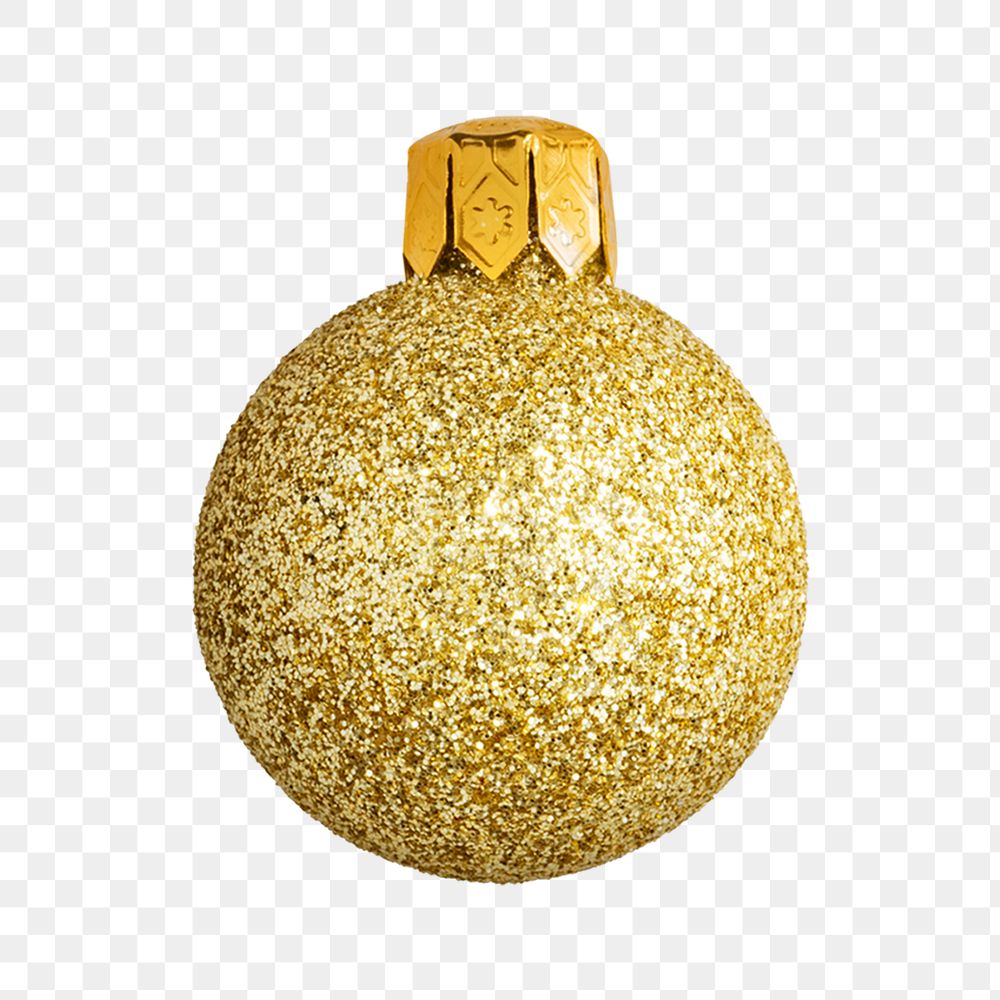 Gold Christmas bauble png decoration sticker, transparent background