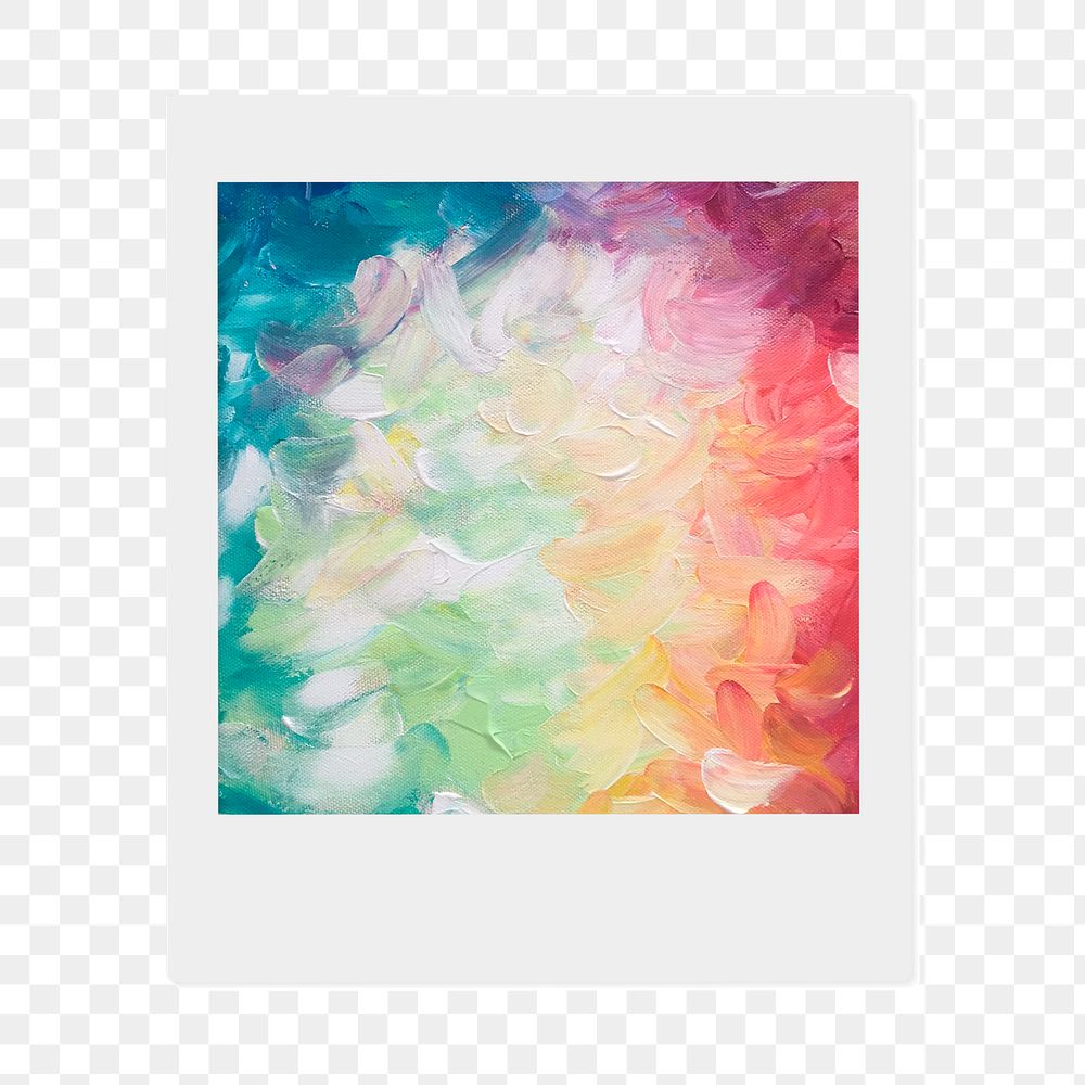 Colorful abstract png painting sticker, art  instant photo, transparent background