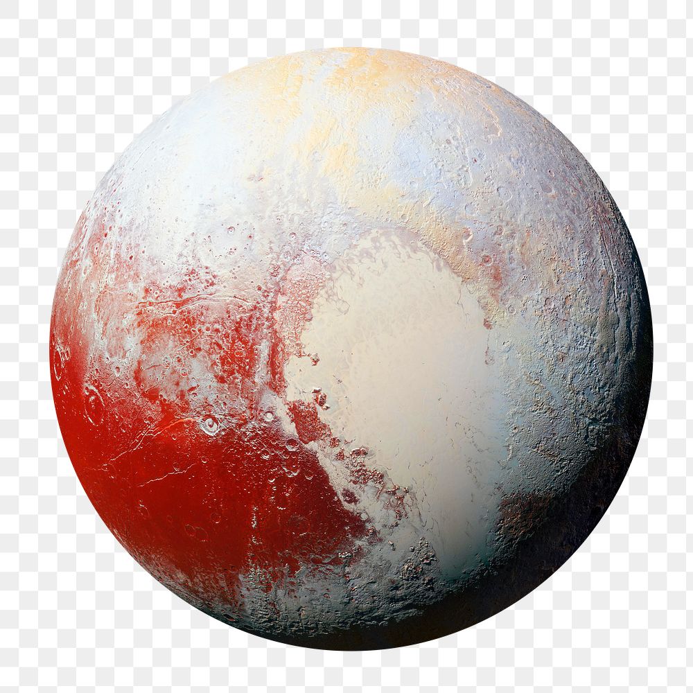 Pluto png sticker, planet surface, transparent background