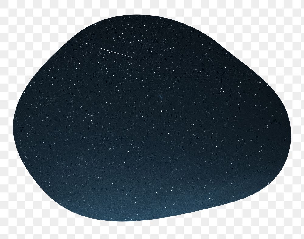 Shooting star png on starry sky badge sticker, aesthetic photo in blob shape, transparent background