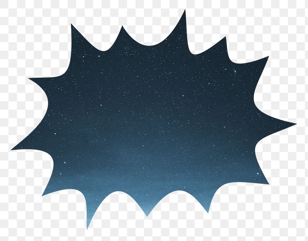 Night sky png badge sticker, aesthetic photo in bang  shape, transparent background