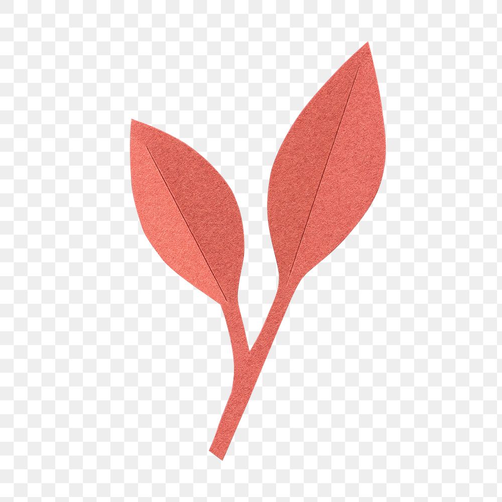 Red paper leaf png sticker, transparent background