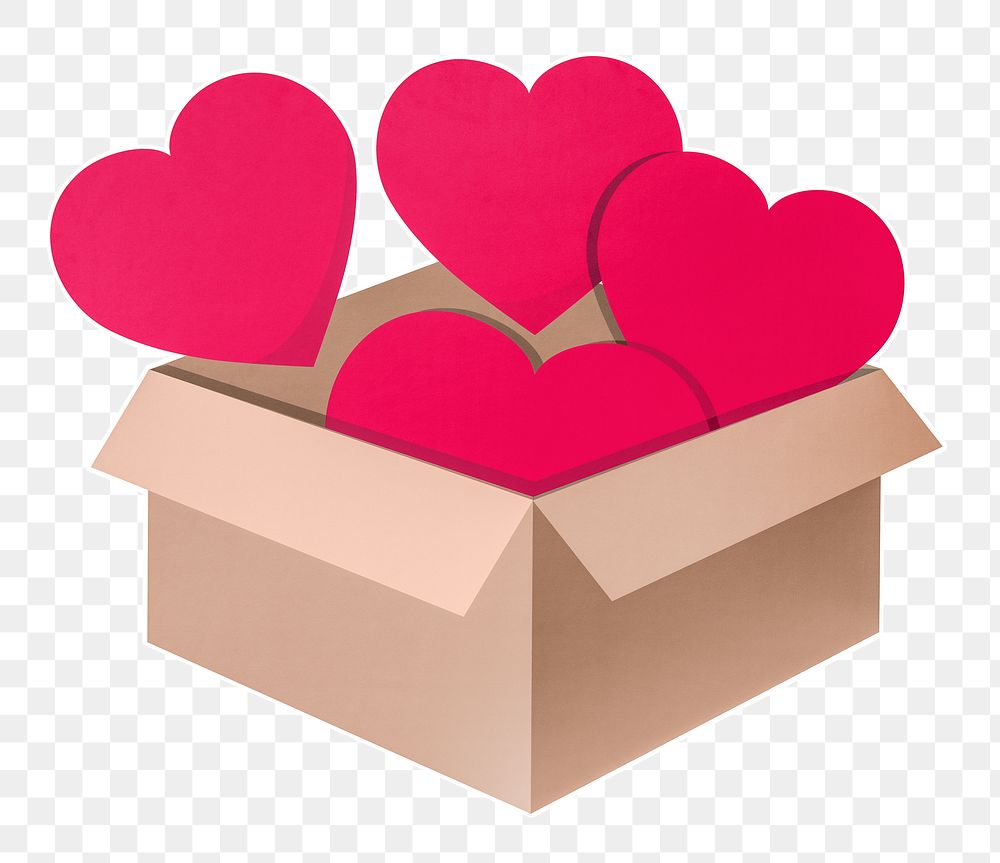 Valentine's heart box png sticker, transparent background