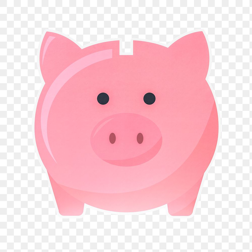 Piggy bank png cute sticker, transparent background