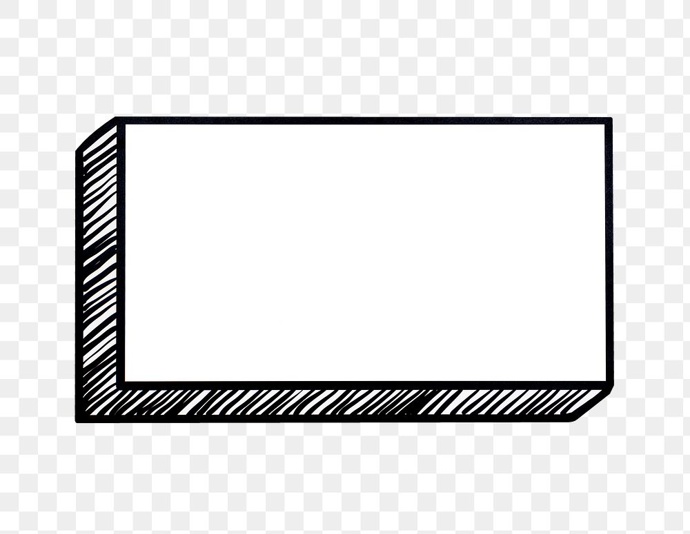 Blank box doodle png badge, transparent background