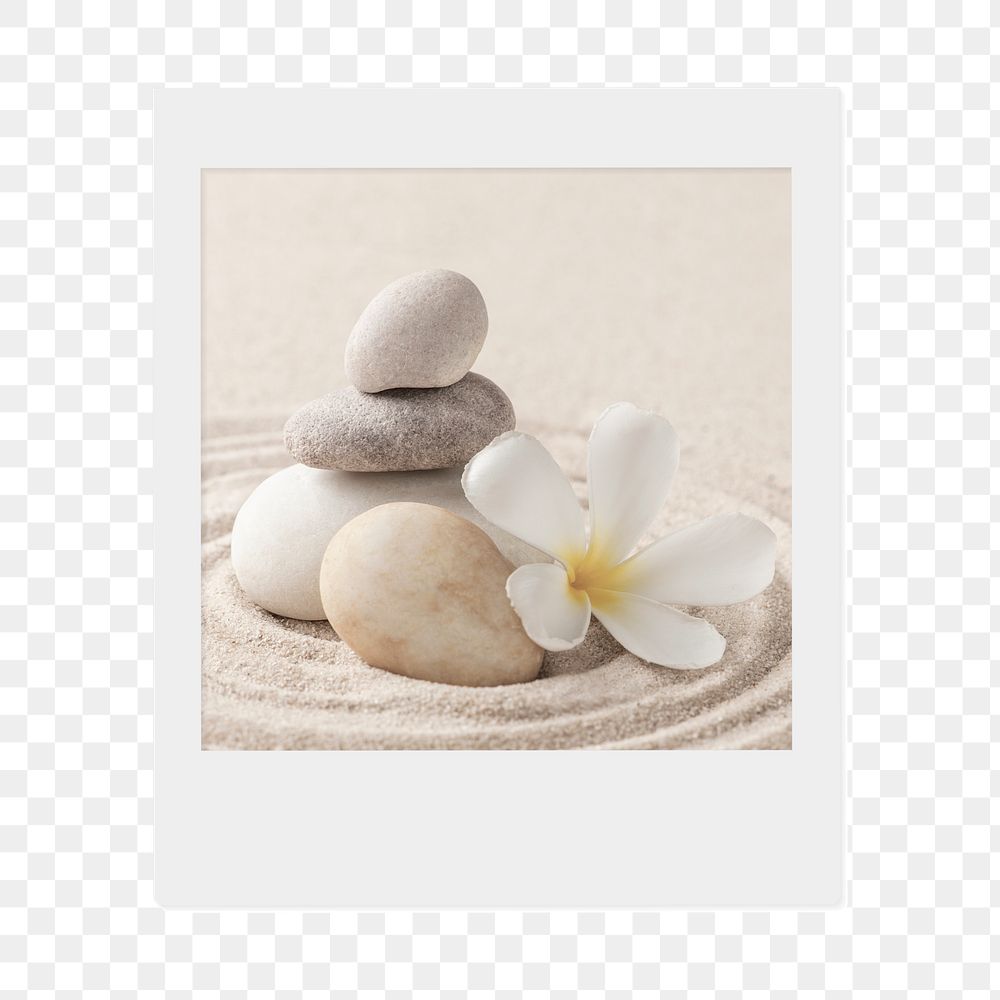 Zen stones png sticker, instant photo, transparent background