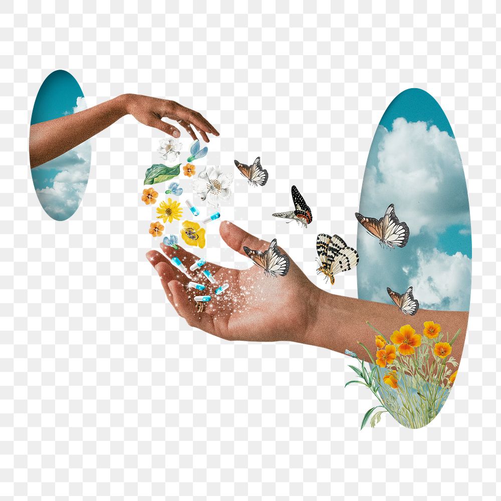 Sky mirror png sticker, surreal escapism transparent background