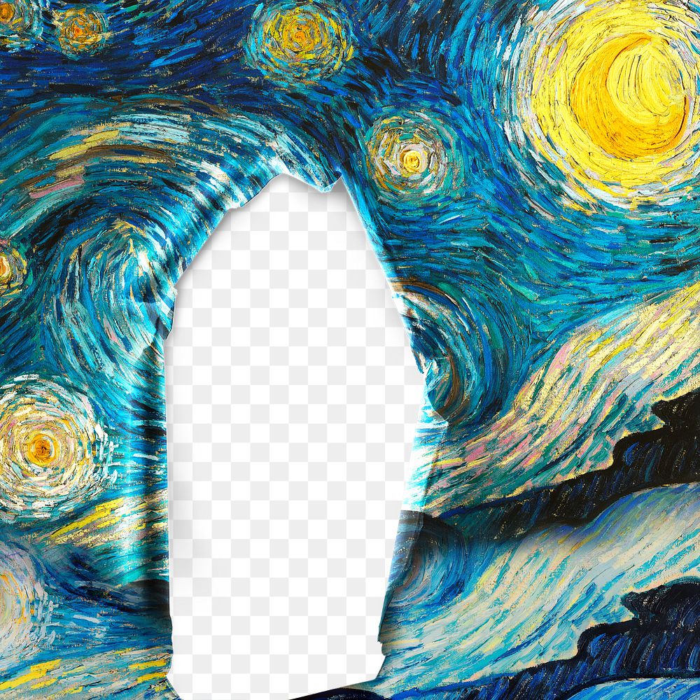 Starry Night png frame, Van Gogh's famous painting remixed by rawpixel, transparent design