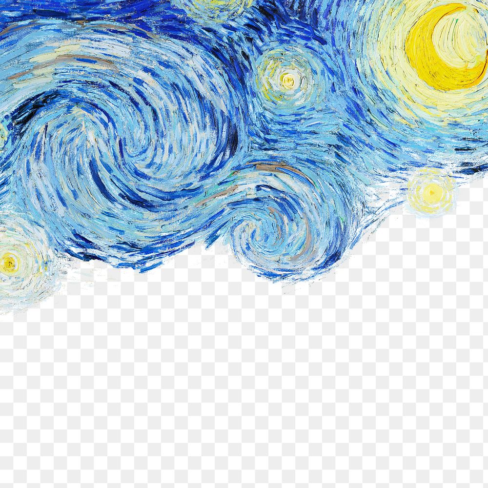 Starry Night png border, Van Gogh's famous painting remixed by rawpixel, transparent background