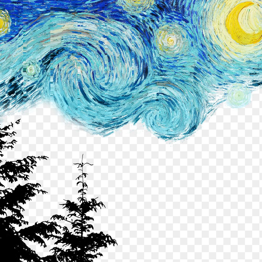Png Starry Night border, Van Gogh's famous painting remixed by rawpixel, transparent background