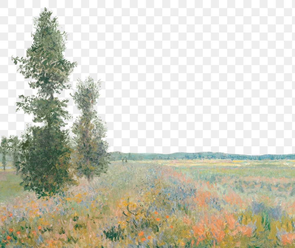 Monet's landscape png border, nature illustration remixed by rawpixel, transparent background