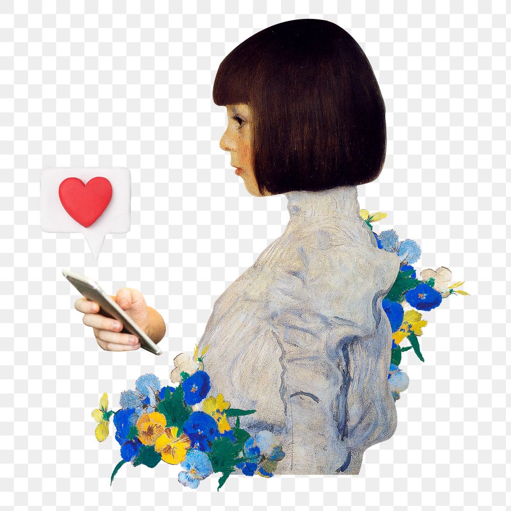 Png Gustav Klimt's Helene portrait sticker, online dating  remixed by rawpixel, transparent background