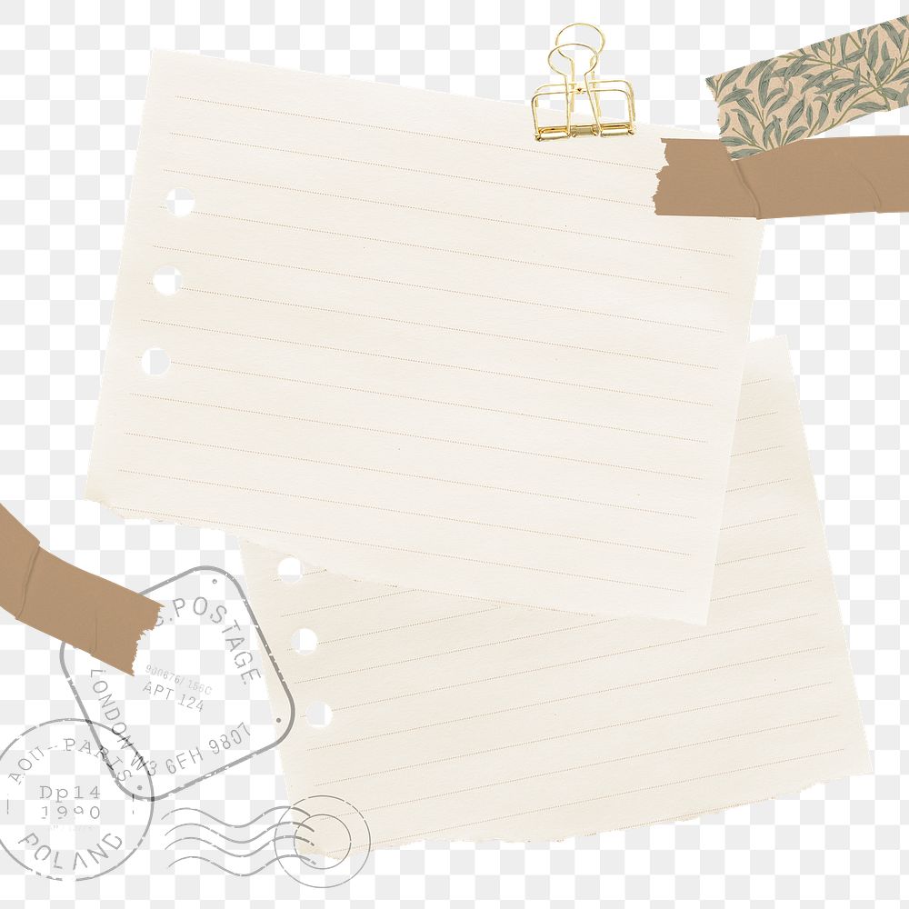 Note paper png frame, paper transparent background