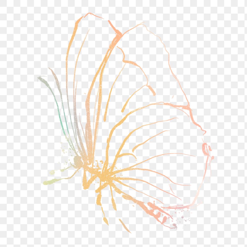 Aesthetic butterfly png sticker, line art transparent background