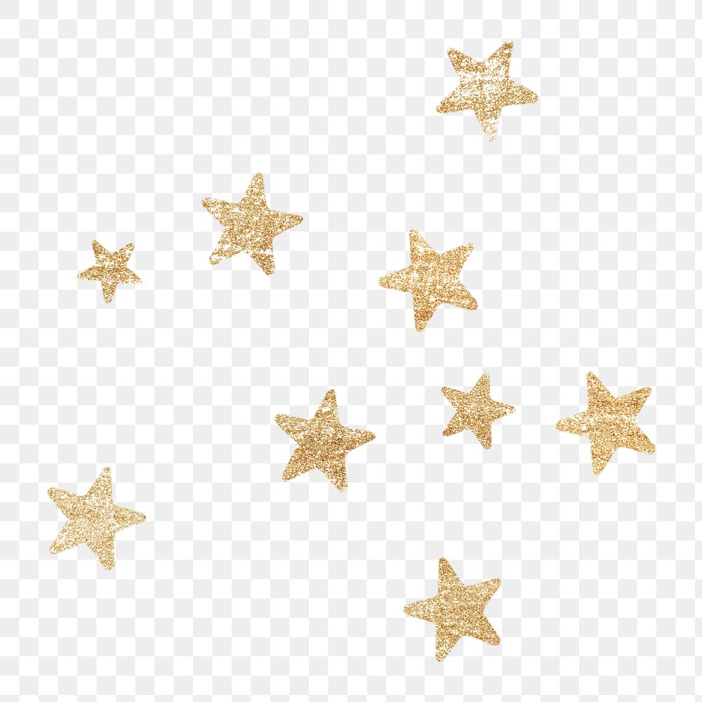 Glitter star png sticker, gold design transparent background