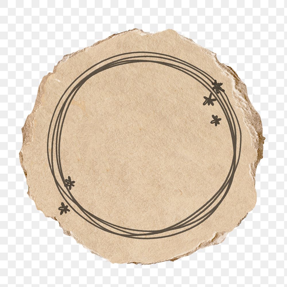 Circle frame png sticker, ripped paper transparent background