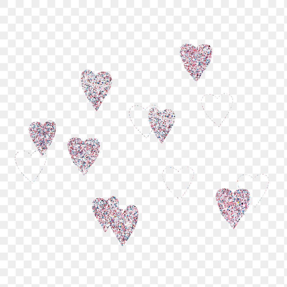Png pink glitter heart sticker, transparent background