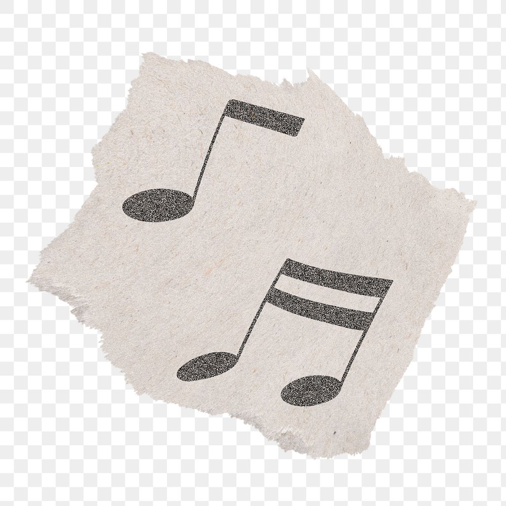 Musical notes png sticker, ripped paper transparent background
