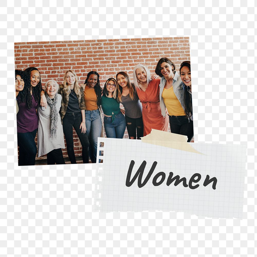 Diverse women png paper collages, feminism concept on transparent background