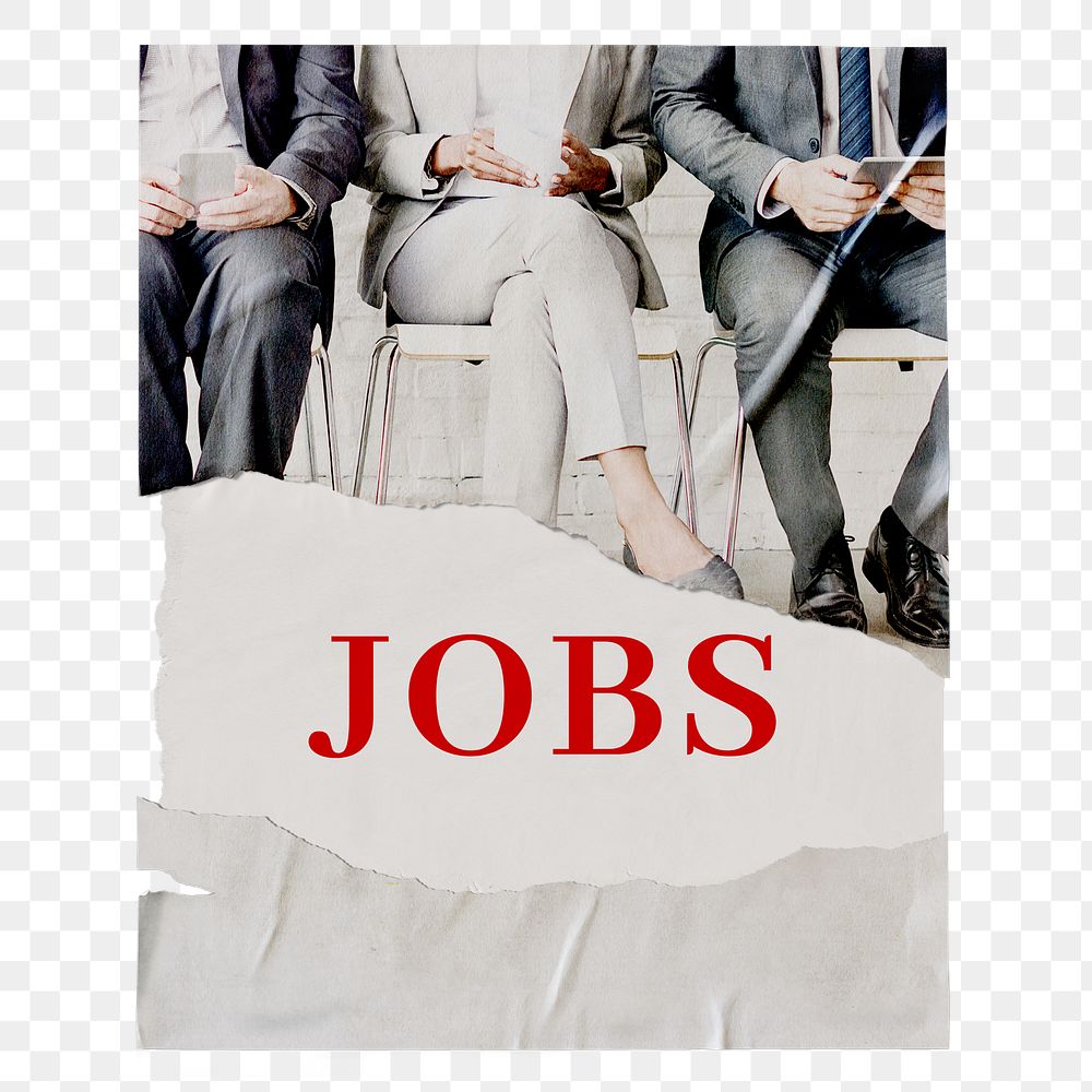 Jobs png poster, ripped paper on transparent background