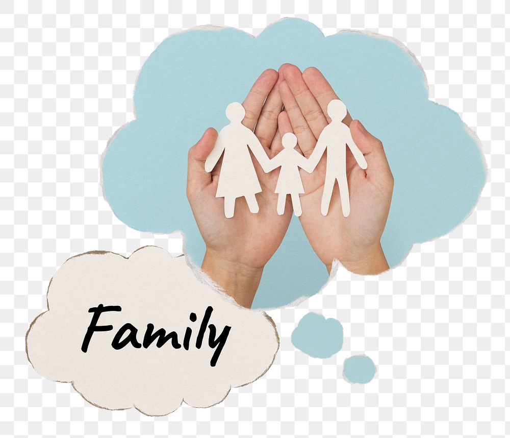 Family plan png, speech bubble, transparent background