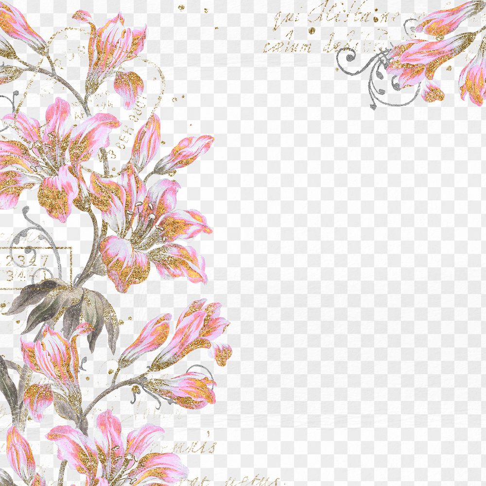 Vintage flower frame png, aesthetic graphic on transparent background