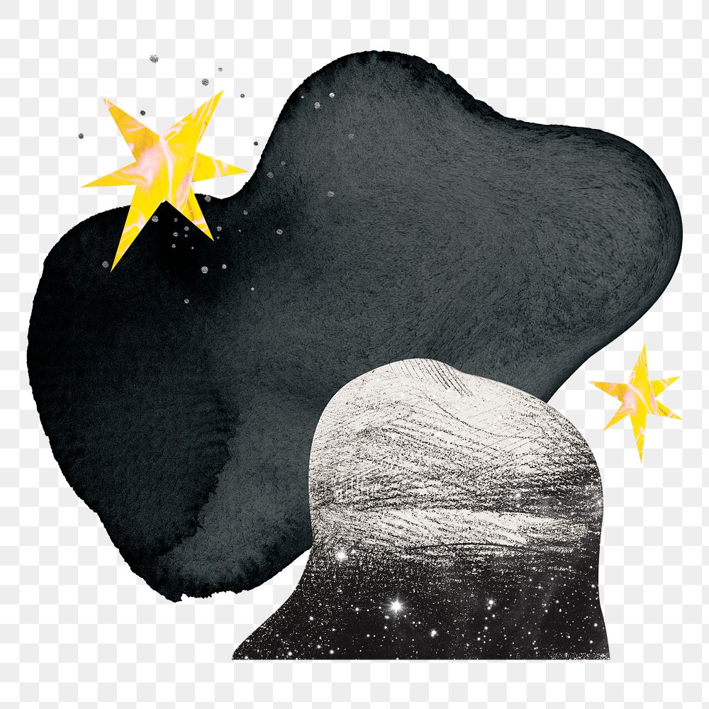 Night sky png abstract shape sticker, aesthetic collage element, transparent background