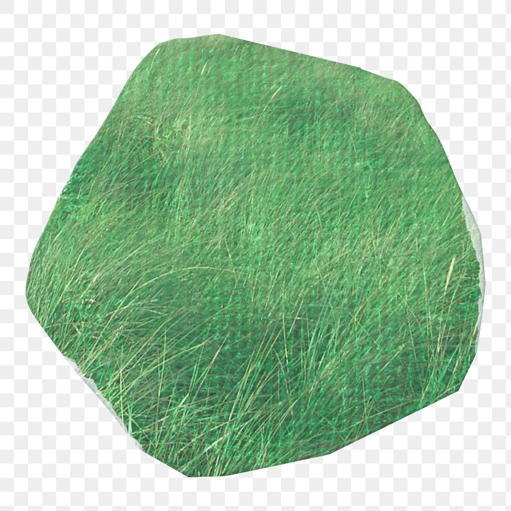 Green grass png abstract shape sticker, aesthetic collage element, transparent background