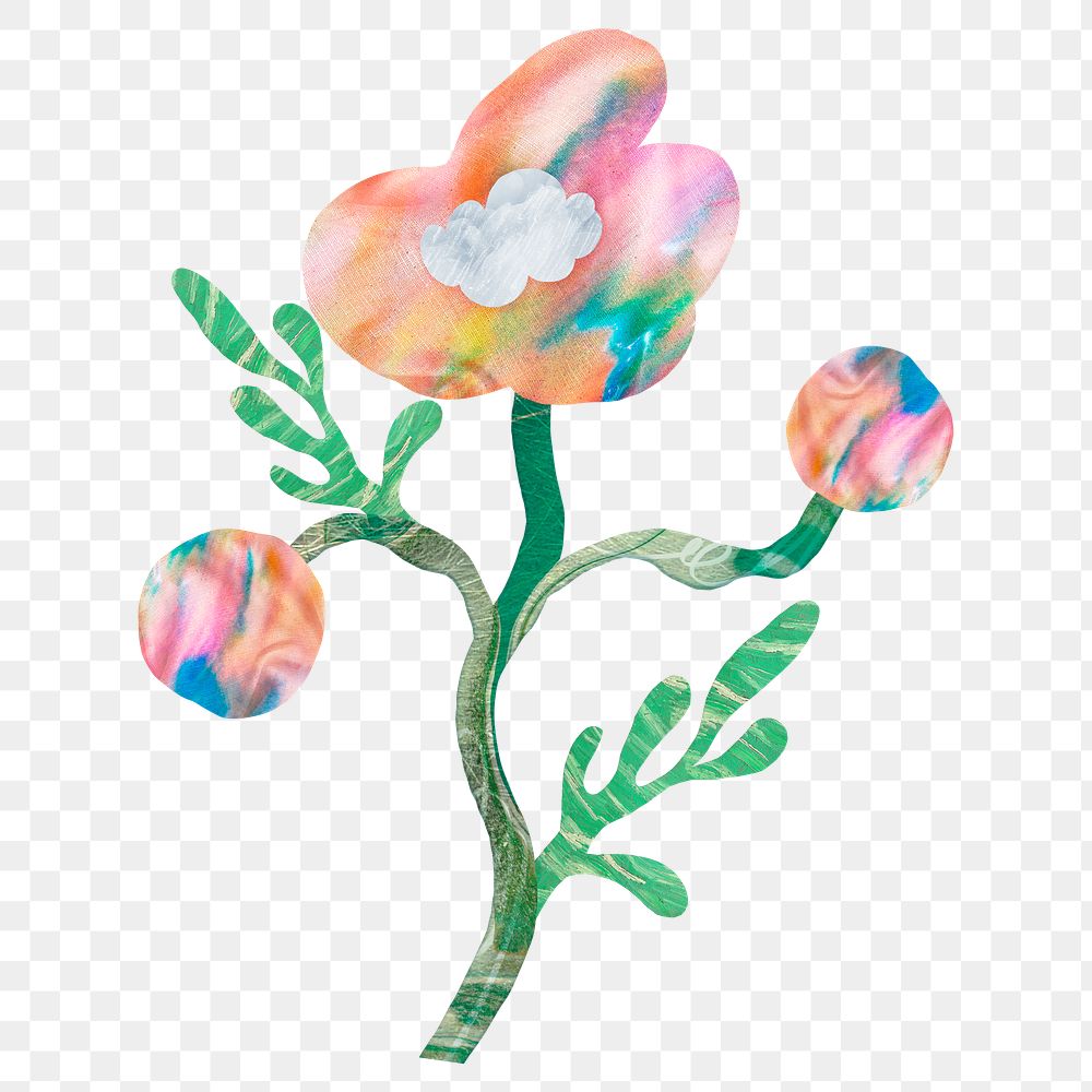 Aesthetic flower png sticker, paper collage element, transparent background