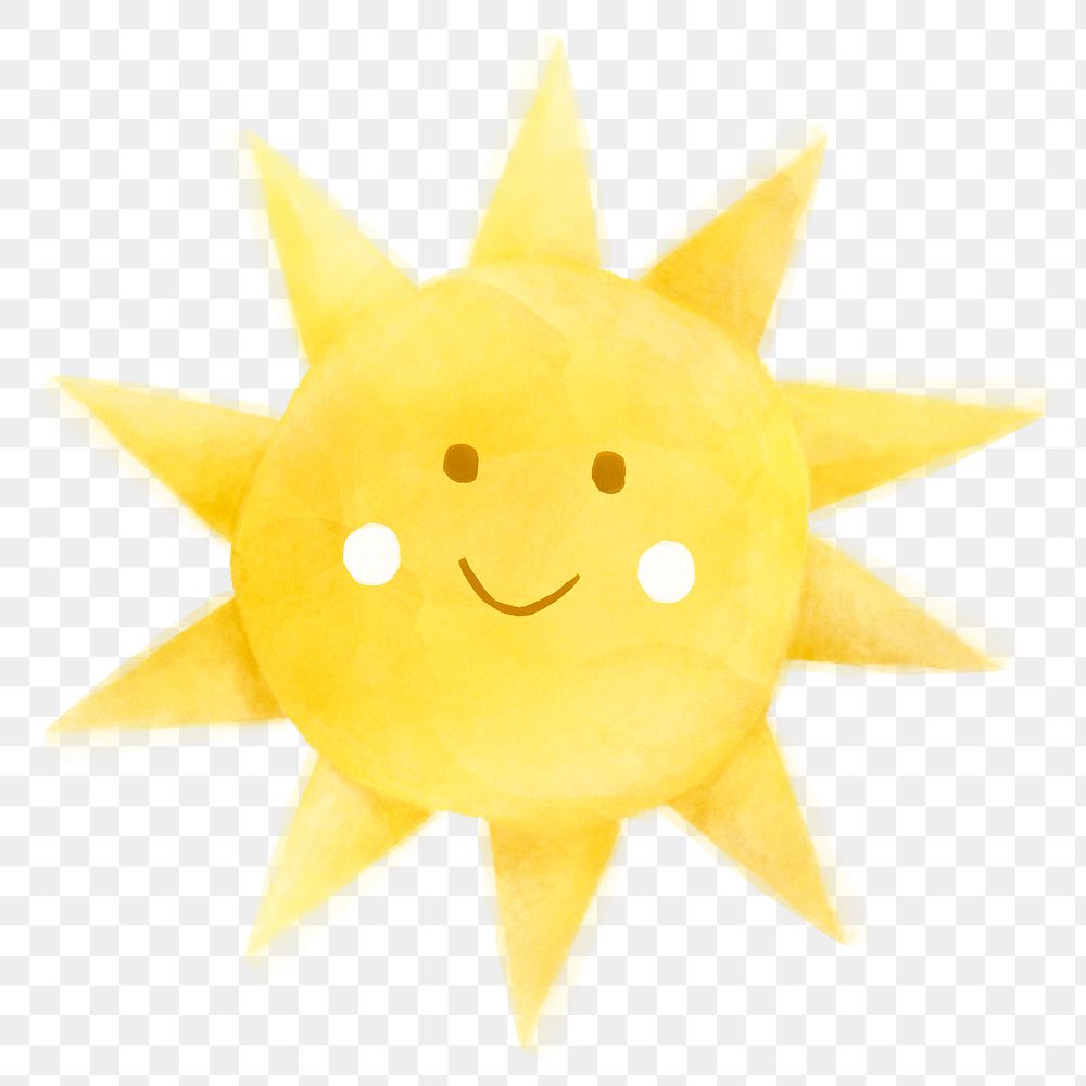 Cute sun png sticker, watercolor design