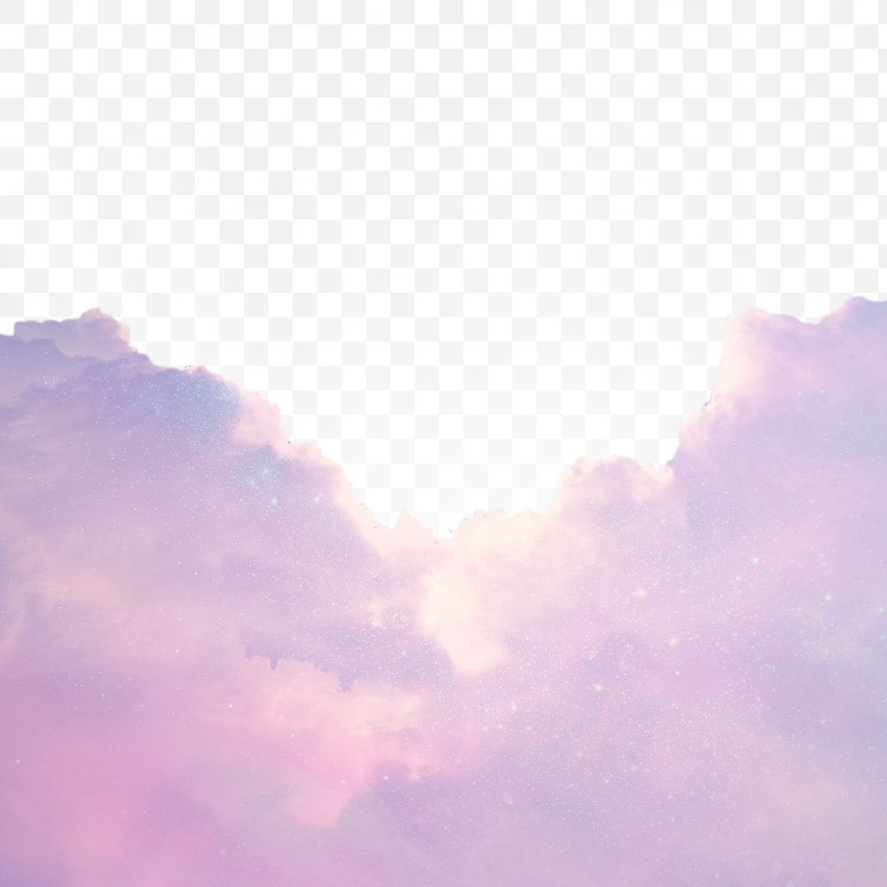 Glitter clouds png border, transparent background