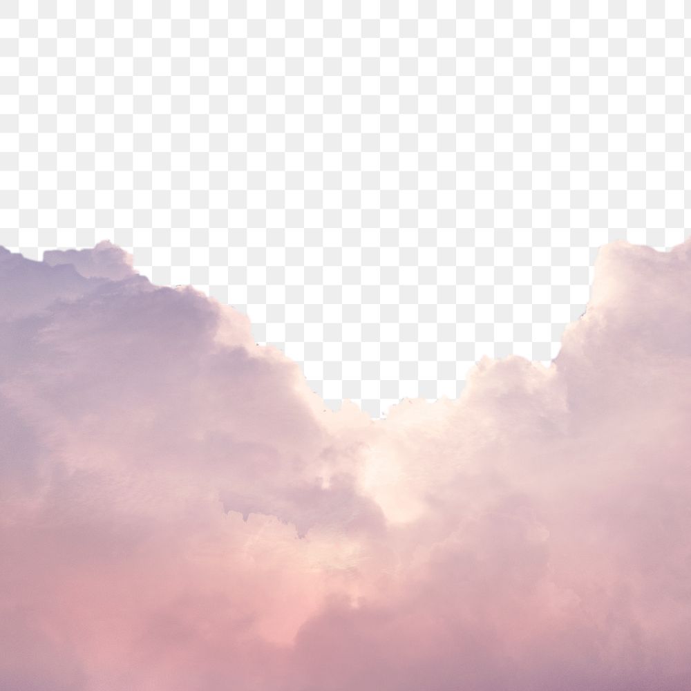 Pastel pink clouds png border, transparent background