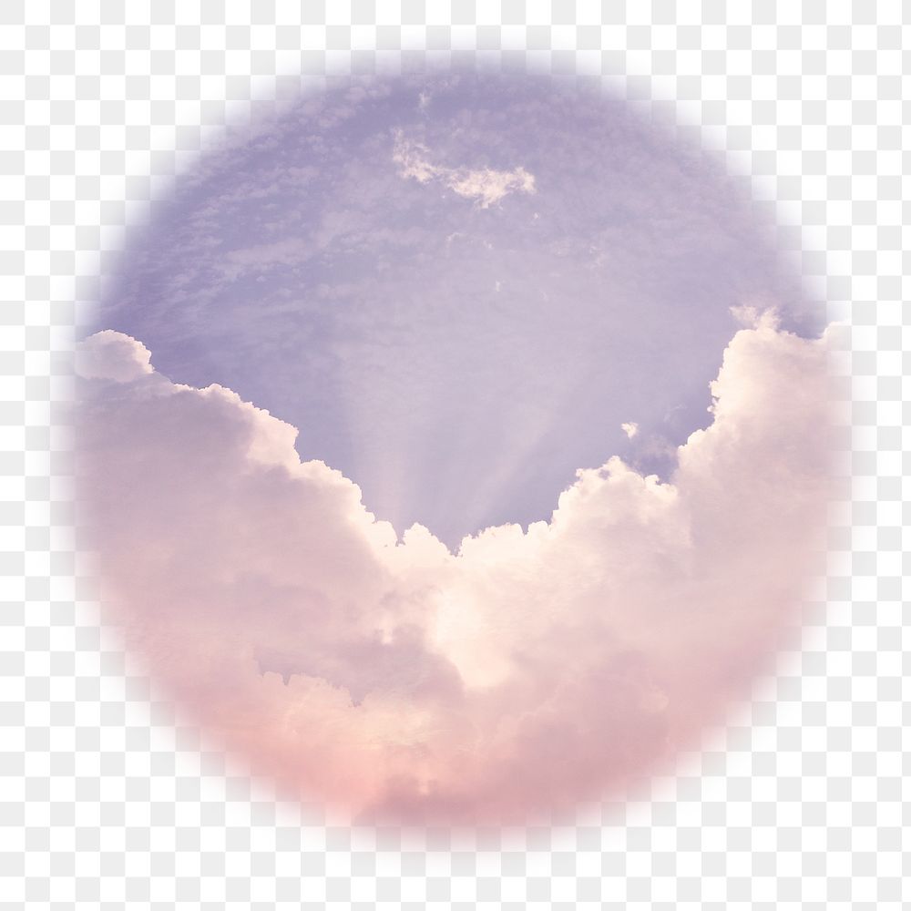 Pastel purple sky png badge sticker, skyscape photo on transparent background