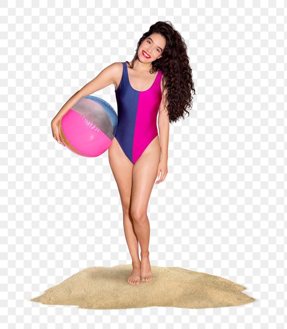 Happy woman png summer vacation, beach fashion on transparent background