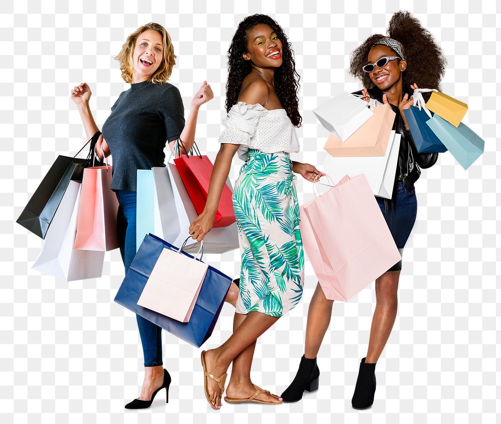 Women shopping png sticker, transparent background