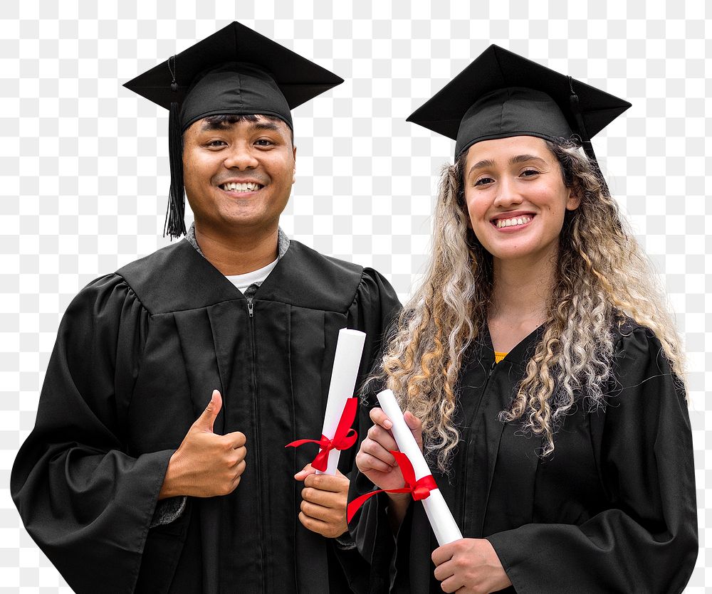 Graduating students png sticker, transparent background