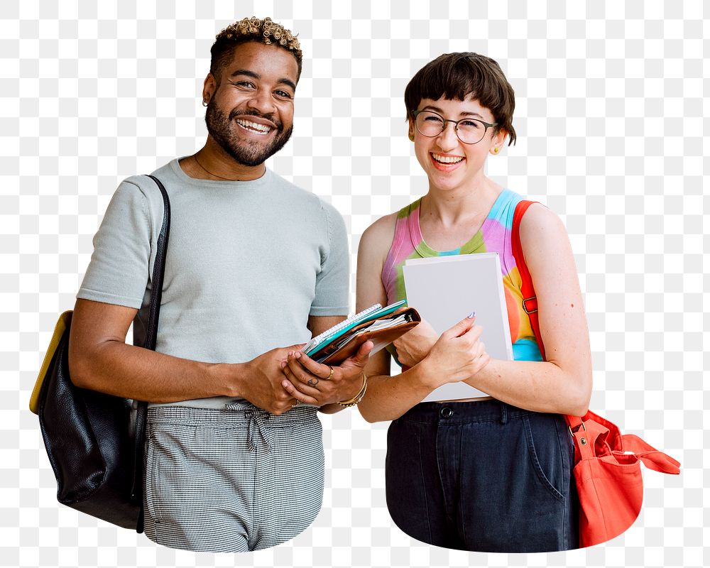 College students png sticker, transparent background