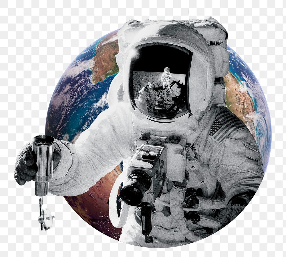 Astronaut png badge sticker, transparent background