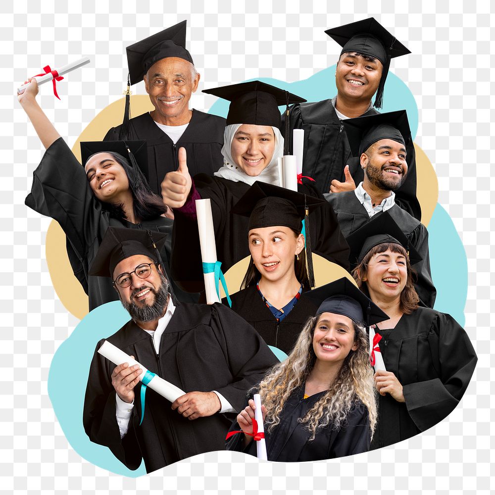 Class graduating png badge sticker, transparent background