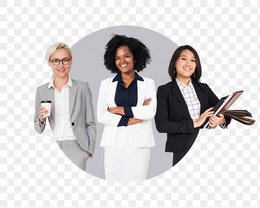 Successful businesswomen png badge sticker, transparent background
