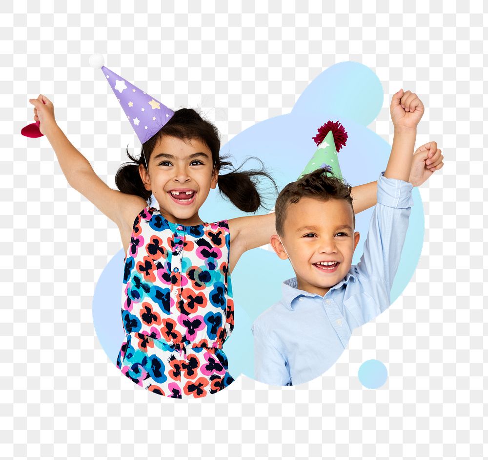 Kids birthday party png badge sticker, transparent background