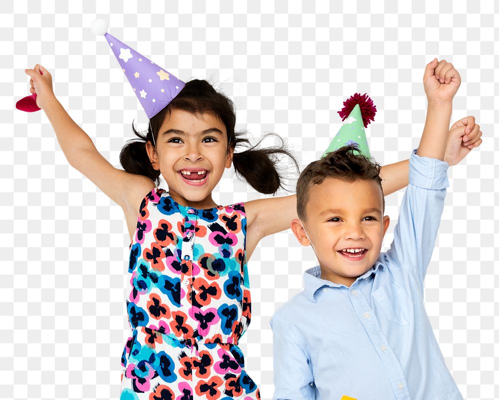 Png kids birthday party sticker, transparent background