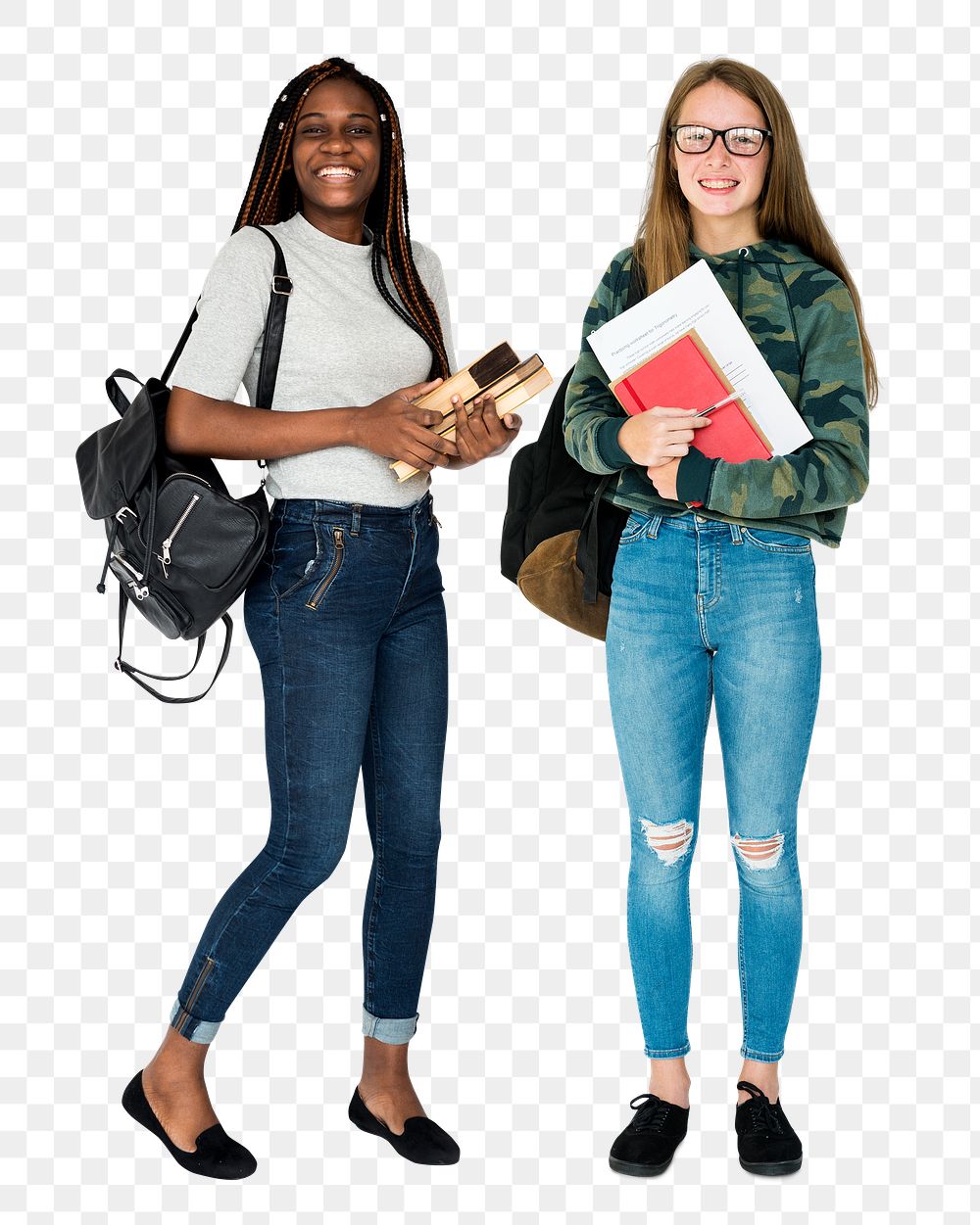 Students with books png sticker, transparent background