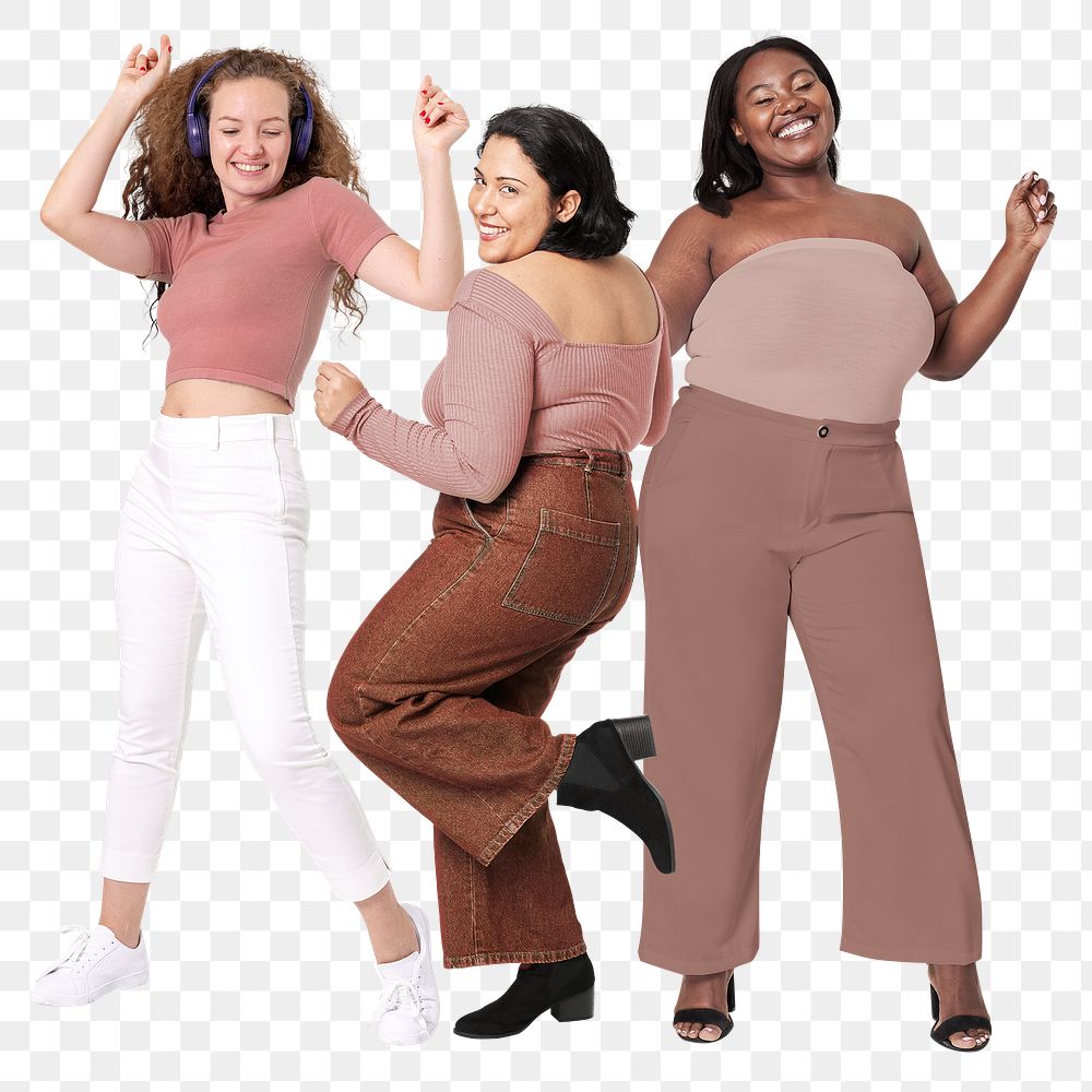 Diverse women dancing png sticker, transparent background