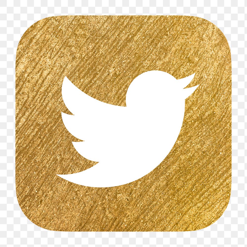 Twitter icon for social media in gold design png. 13 MAY 2022 - BANGKOK, THAILAND