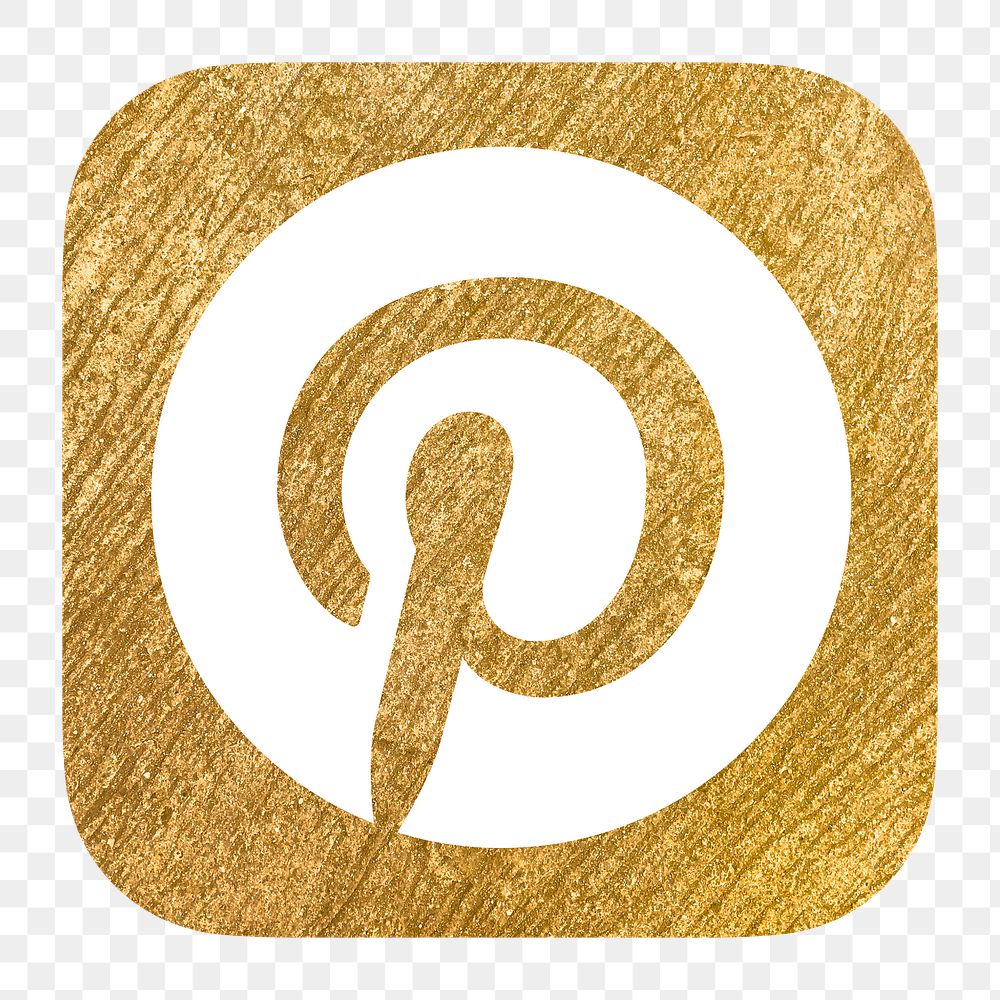Pinterest icon for social media in gold design png. 13 MAY 2022 - BANGKOK, THAILAND