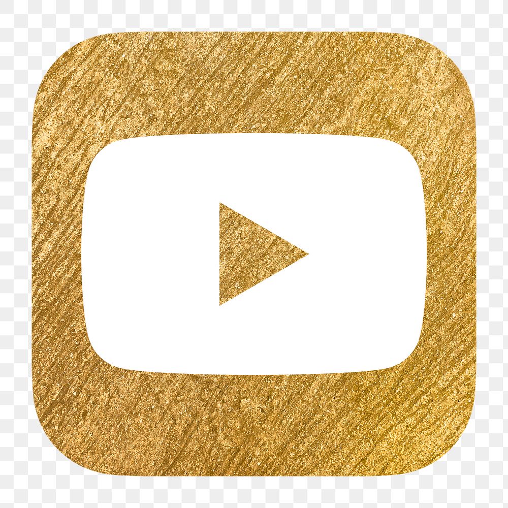 YouTube icon for social media in gold design png. 13 MAY 2022 - BANGKOK, THAILAND